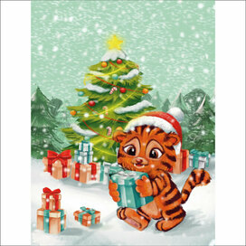 Новогодняя открытка с тигренком 