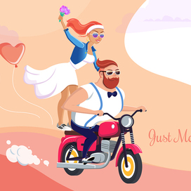 Пара влюбленных на мотоцикле