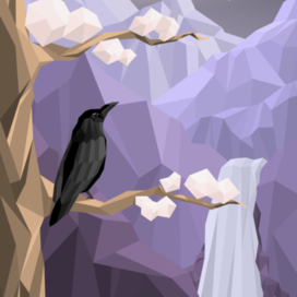 Illustration with a raven