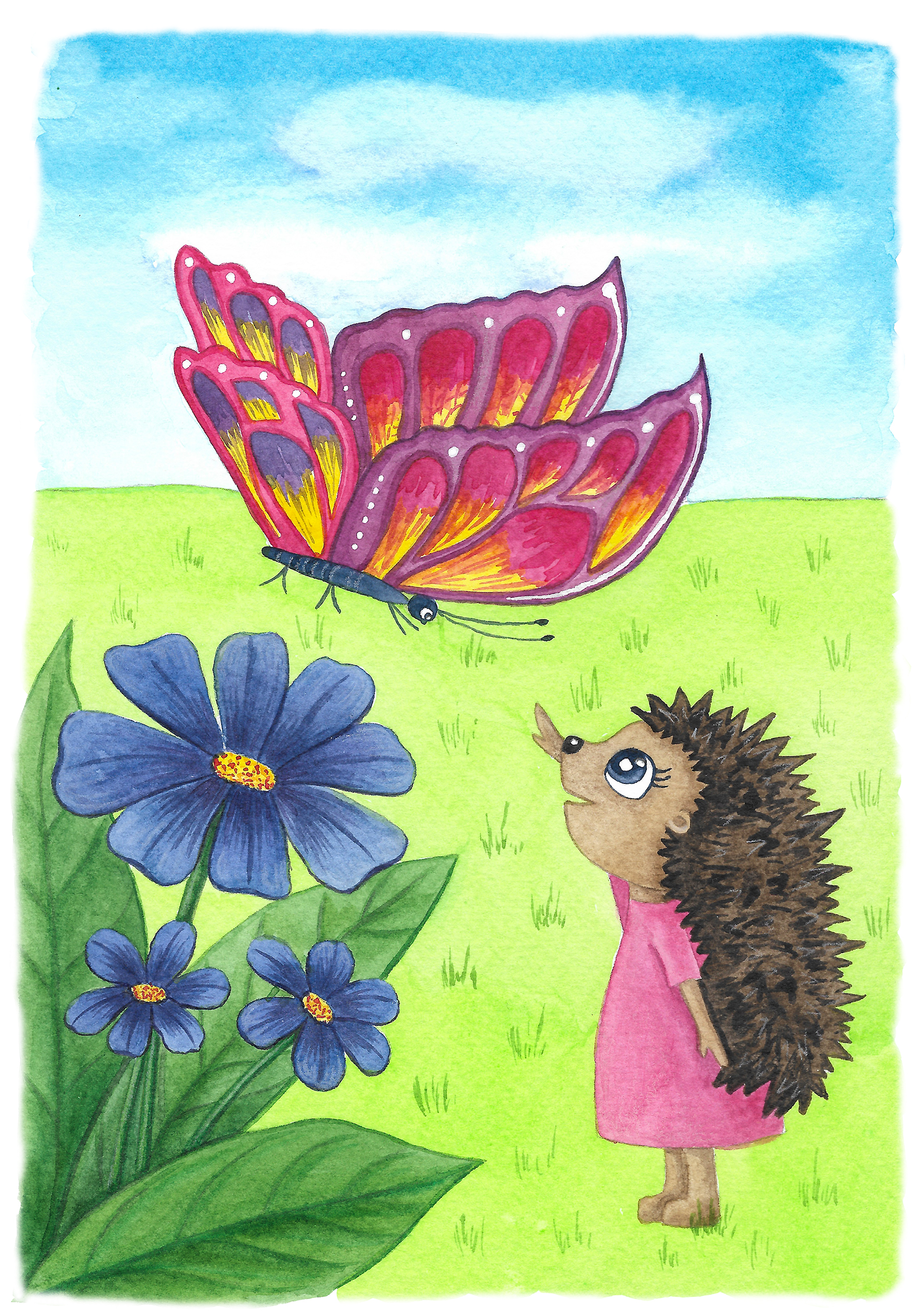 Ежик и бабочка