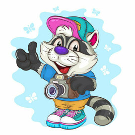 Cartoon Raccoon Photographer. T-Shirt, PNG, SVG.