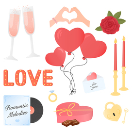 Набор иллюстраций ко Дню Святого Валентина
