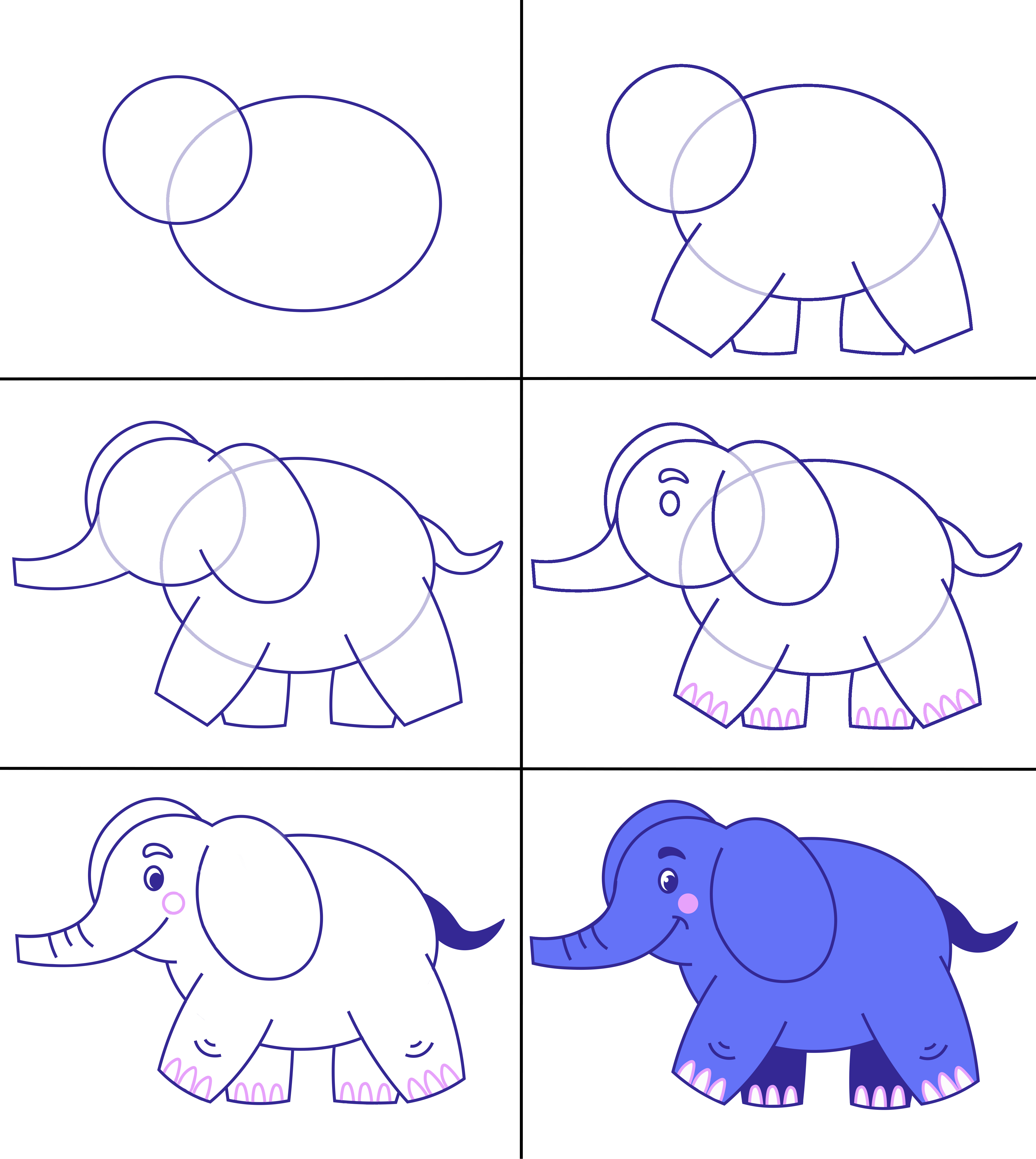 Схема рисования слона