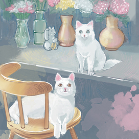 кот большой, кот малый и кот удачи.