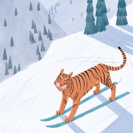 Тигр на лыжах
