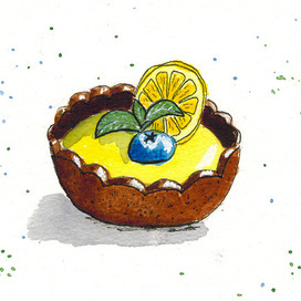 Пирожное с лимоном и черникой