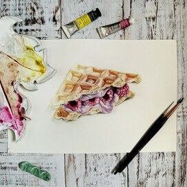 Венская вафля с малиной