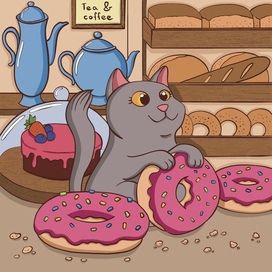 Котик и пончики