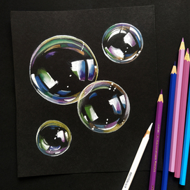 реалистичные пузыри карандашами