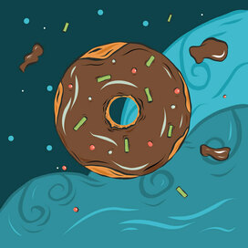 Иллюстрация с пончиком для принта,рекламы,упаковки