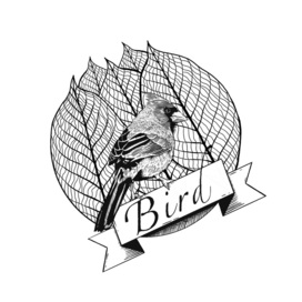 Линогравюра с изображением птицы.