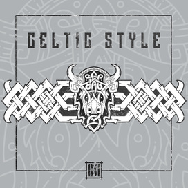 Баннер с изображением головы быка в кельтском стиле.