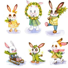 Новогоднее семейство Кроликов