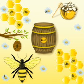 Стикерпак «Пчёлы и соты»
