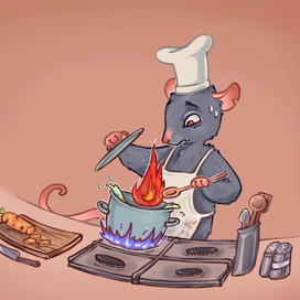 Иллюстрация с крыской поваром 
