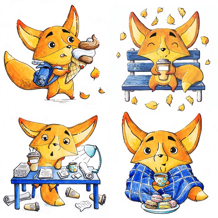 Иллюстрация Веселый лисенок в стиле персонажи | Illustrators.ru