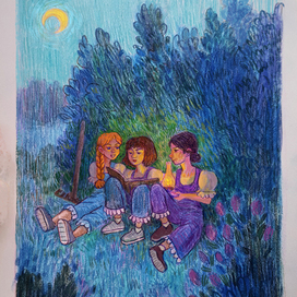 Три девицы в ночном саду