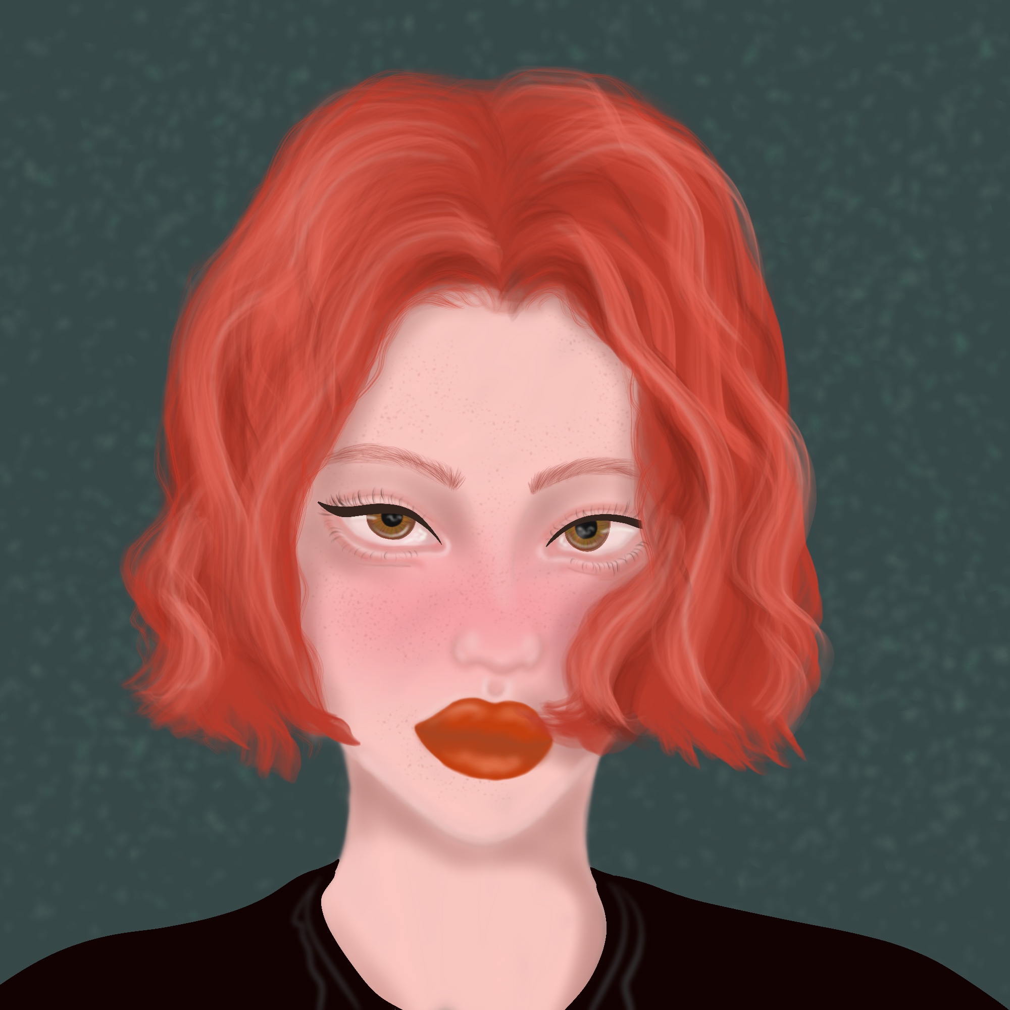 Иллюстрация Красивая девушка с рыжими волосами и веснушками