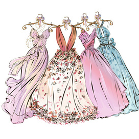 Иллюстрация для салона вечерних платьев