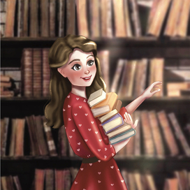 девушка в библиотеке