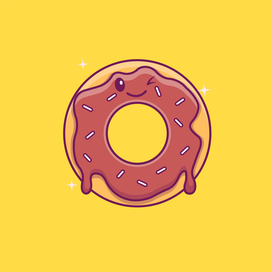 Cute cartoon chocolate donut in vector illustration