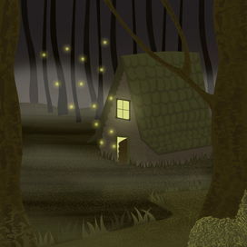 Загадочный дом в туманном лесу