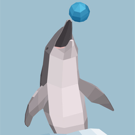 Дельфин объемный лоу-поли