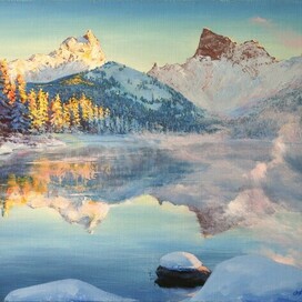 Ергаки.Озеро Светлое.Утренняя свежесть.70*50 холст,масло..