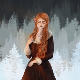 Эльфийка в зимнем лесу