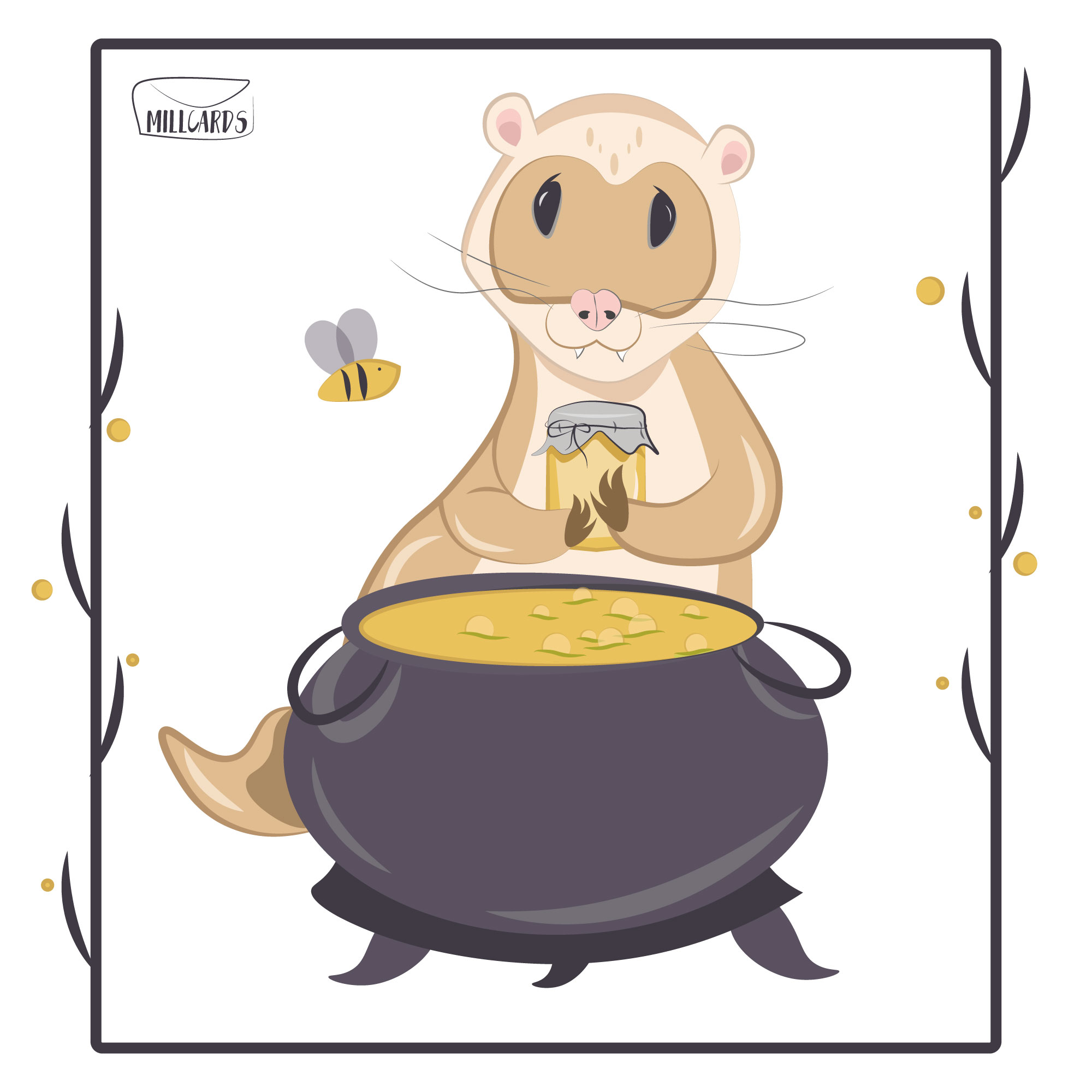 Иллюстрация Соболь медовар в стиле 2d, персонажи, реклама персонажи