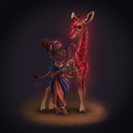Клубника+жираф иллюстрация