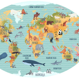 карта мира с животными