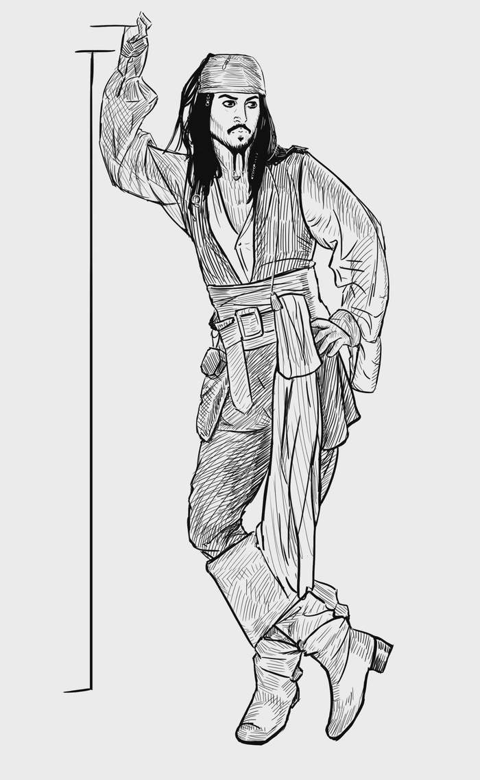 Иллюстрация Капитан Джек Воробей | Illustrators.ru