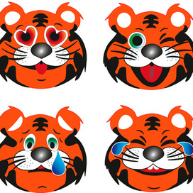 Голова тигра для открытки, печати на ткани и керамике, а также любого другого художественного оформления.