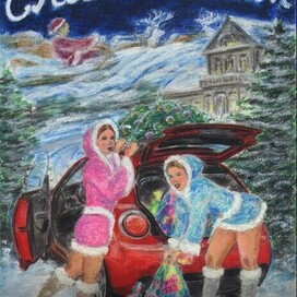 Новогодняя открытка Снегурочки