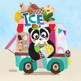 Панда - продавец мороженого