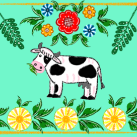 Городетская роспись "корова"
