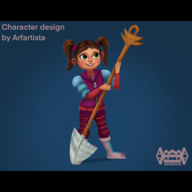 Дизайн персонажа: девочка с лопатой