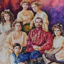 Иллюстрация Семья Романовых акварель 