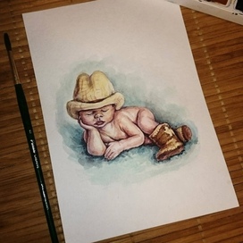 Иллюстрация младенец акварель