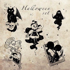 Сет эскизов для тату «Halloween set”