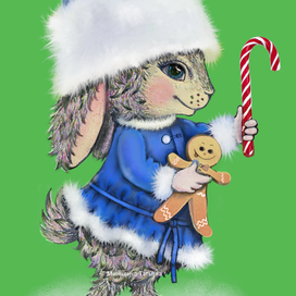 Новогодний кролик с пряничным человечком