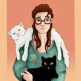 Девушка с котиками