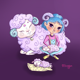 Сказочная Девочка овен и барашек, дизайн персонажа