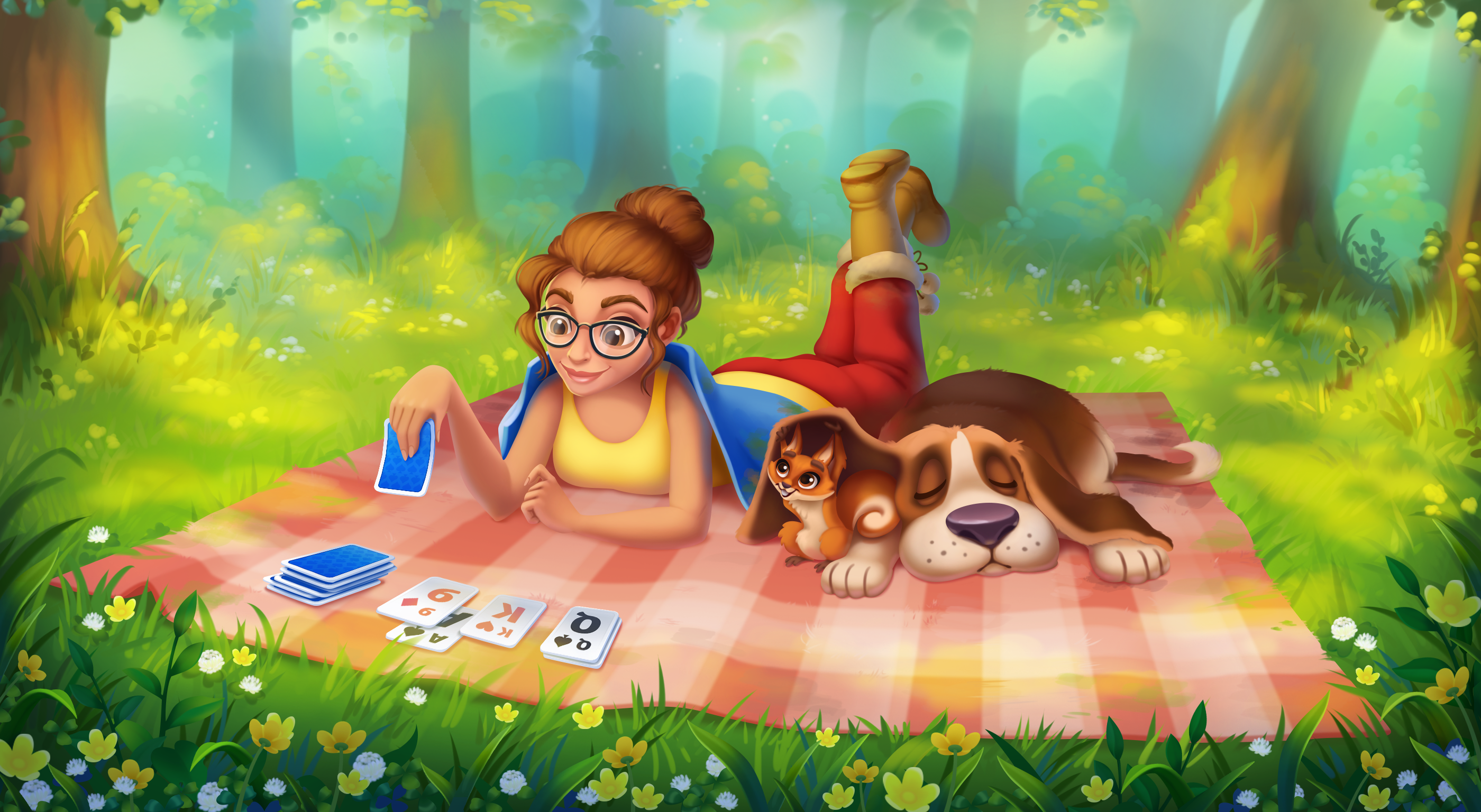 Иллюстрация Загрузочный экран для игры Solitaire Grove в стиле 2d |