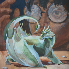 Полосная иллюстрация "Дракончик Норберт" к произведению Д.Роулинг "Гарри Поттер и филосовский камень"