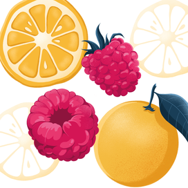 Иллюстрация ягоды и фрукты