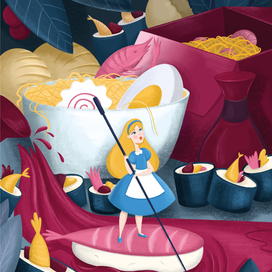 Иллюстрация "Алиса в стране еды "