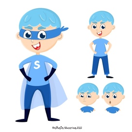 Сэм супергерой бренд-персонаж для детского центра 
