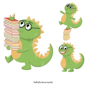 Динозавр бренд-персонаж для детской библиотеки 